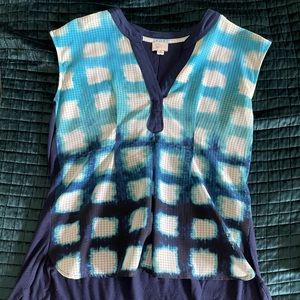 Anthropologie 9-HIS S’CL Brand Blue/White hi lo Henley Button Down Size Small